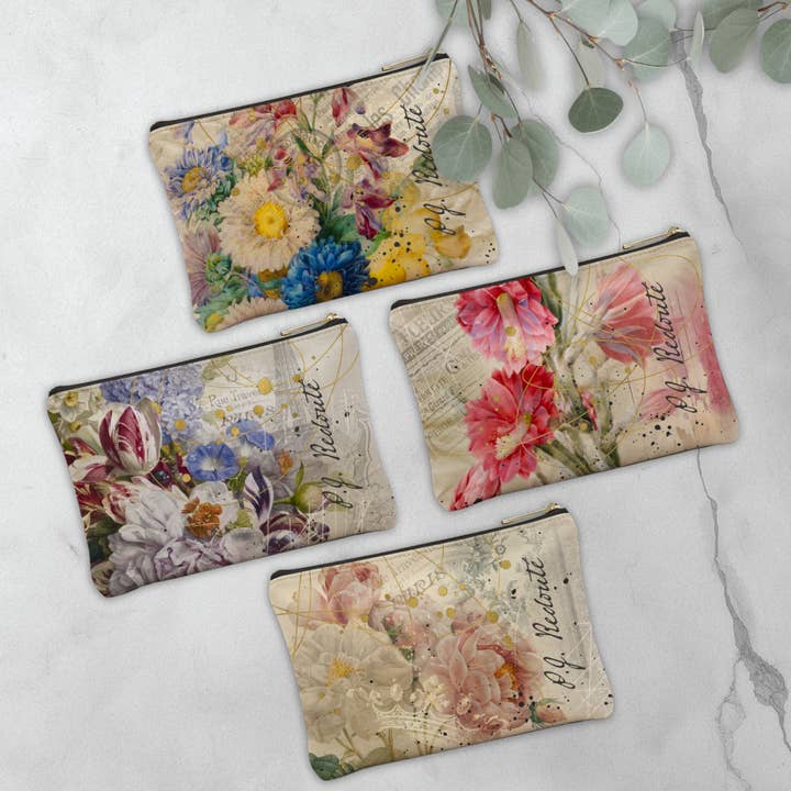 Ensemble de pochettes zippées florales du jardin de l'artiste – 24 unités | Vintage pour la vente par The Creative Idea Shop