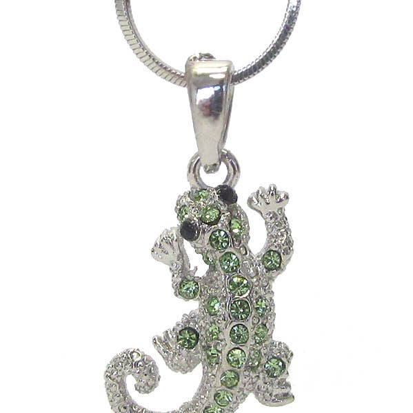 Jewelry Max - Wholesale Pendant/Charm Necklace - ( H261 ) CRYSTAL LIZARD PENDANT NECKLACE