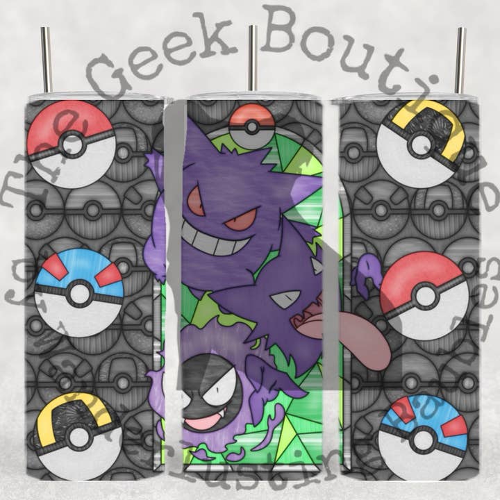 Gengar Ghastly Ghost Poke anime Cartoon StainedGlass Tumbler for wholesale by The Geek Boutique