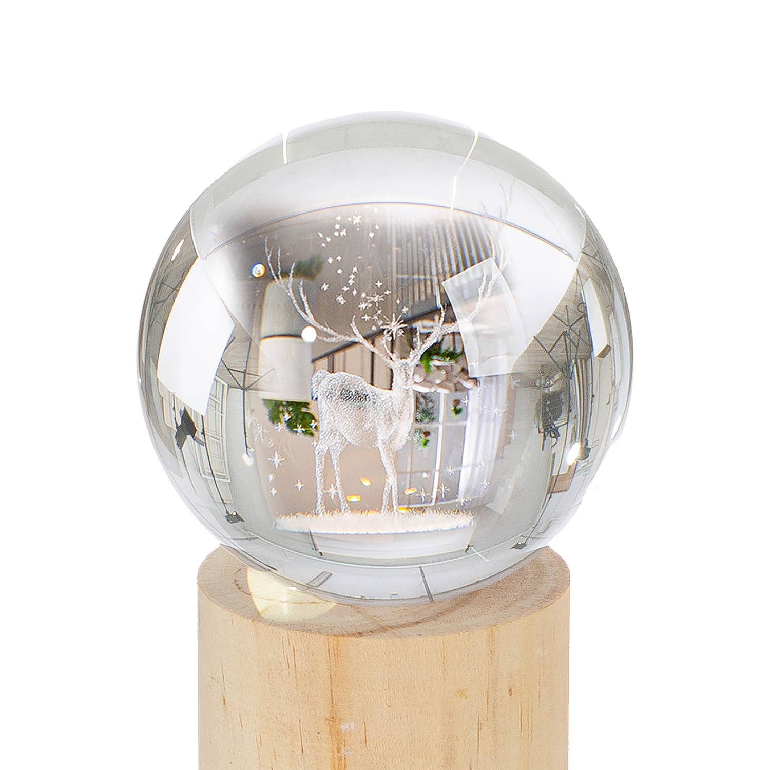 natural colors 2-piece set decorative object (LED) sphere Cervo H. 11.5 cm, pack of 4 for wholesale on Faire2