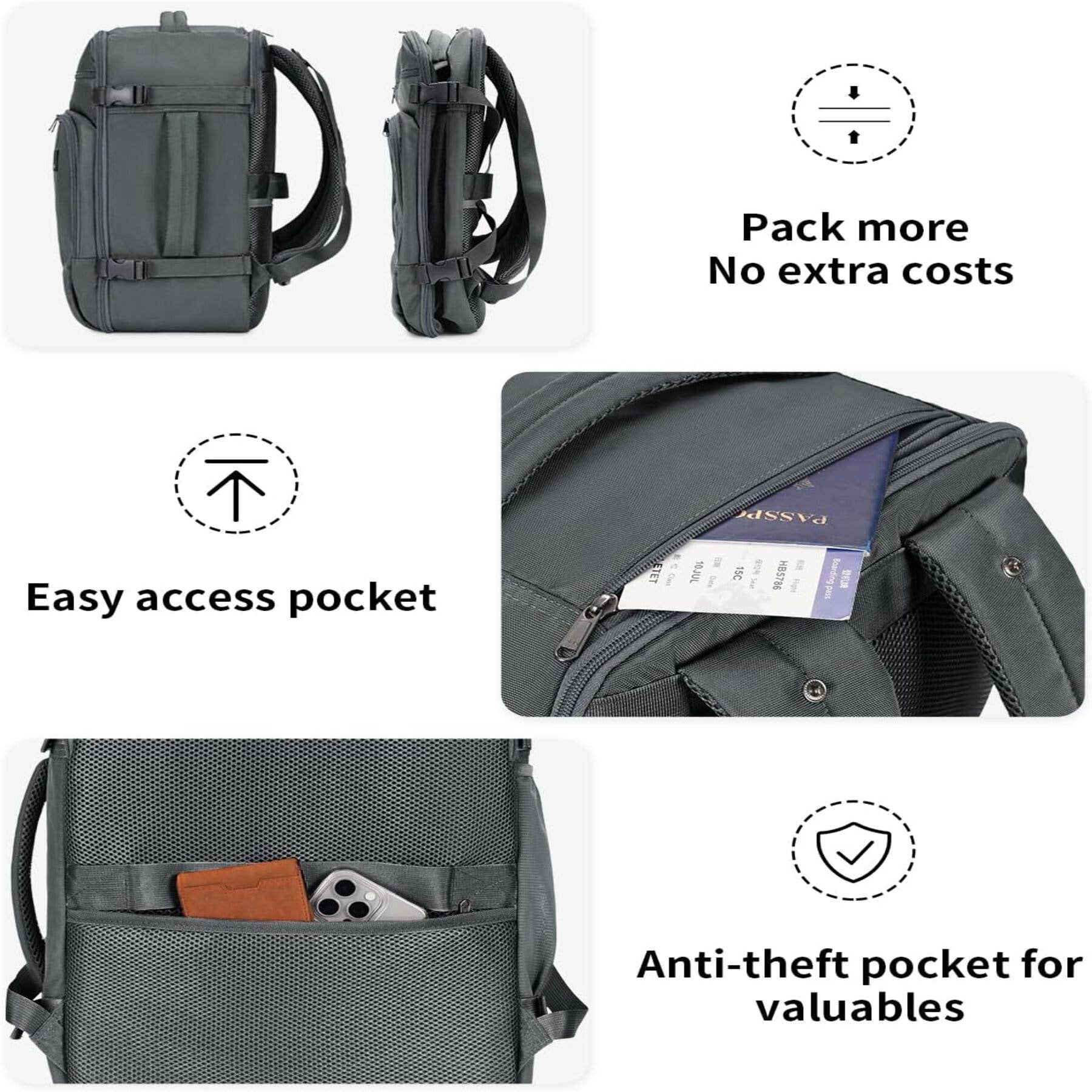 wandf - Wholesale Backpack – Unisex - ECOHUB 30L Flight-Approved Backpack USB Charging Port Bags16