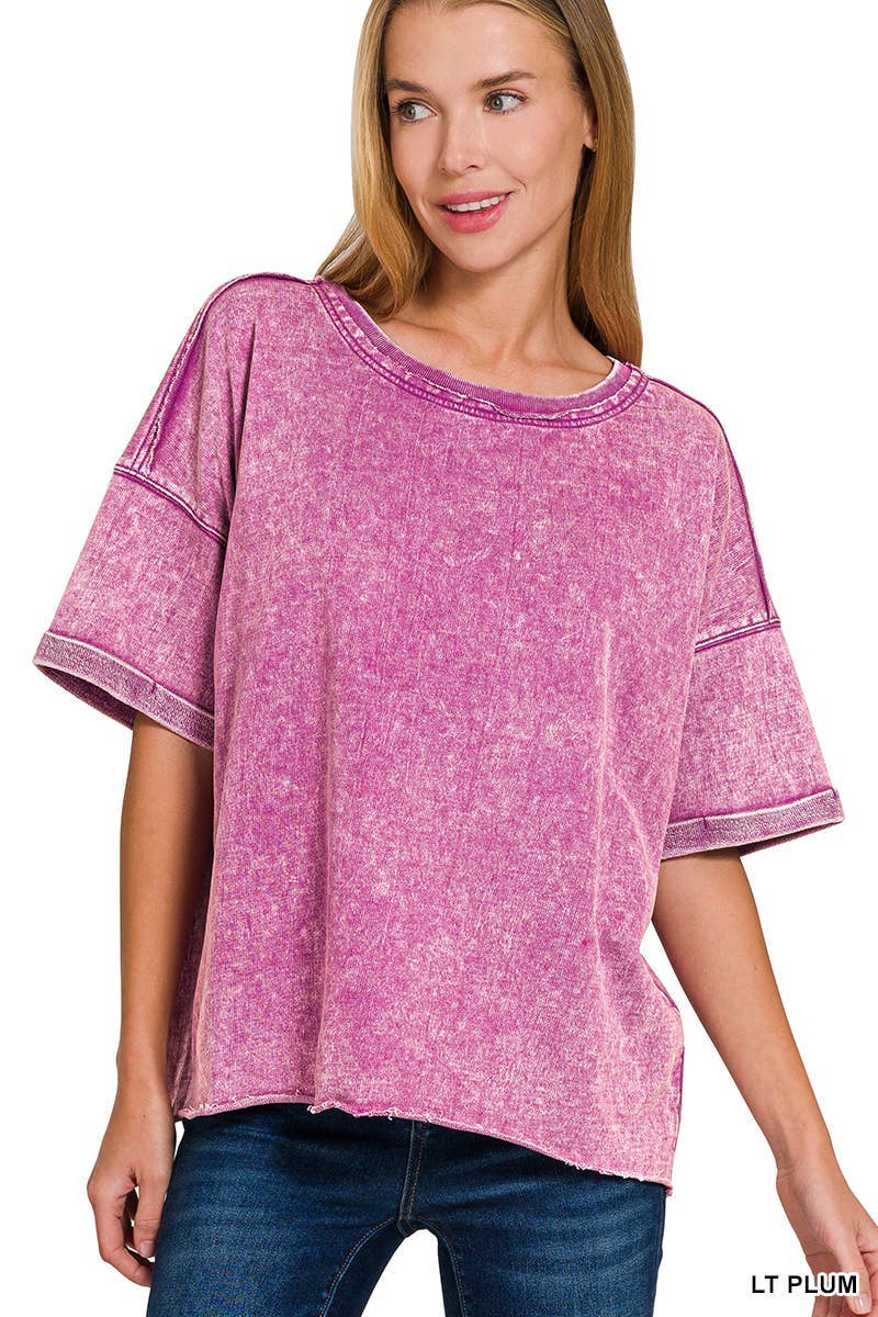 Vanilla Monkey - Wholesale Knit Top - Women's - French Terry Acid Washed Tee Shirts17