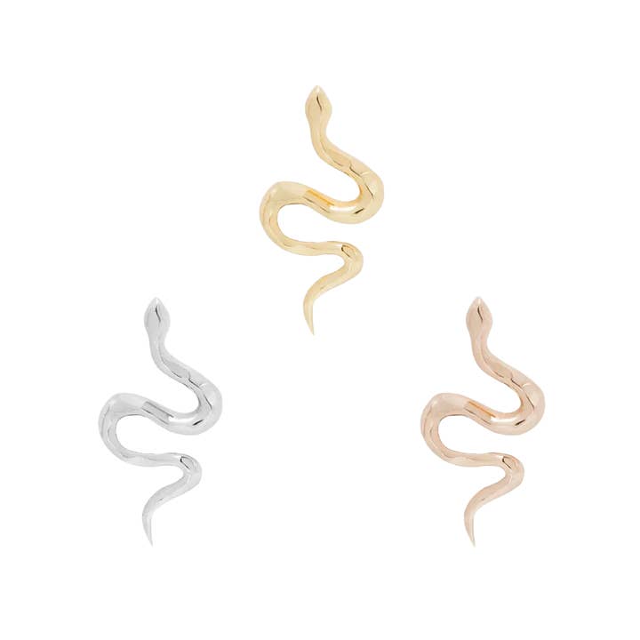 Piercing-zone - Wholesale Single Earring - Serpent - Sleek Snake Gold Threadless End10