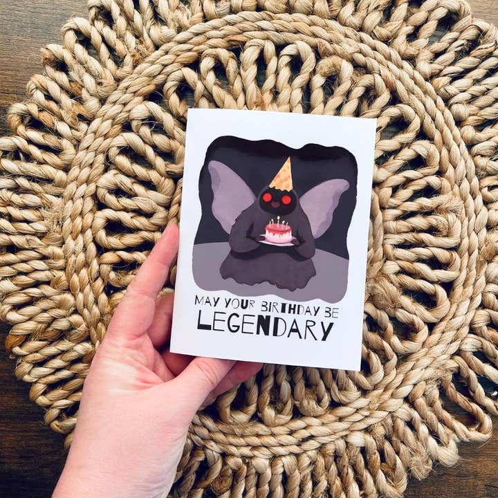 Cryptic Paper Co. - Wholesale Birthday Card - Mothman Cryptid Funny Birthday Card6