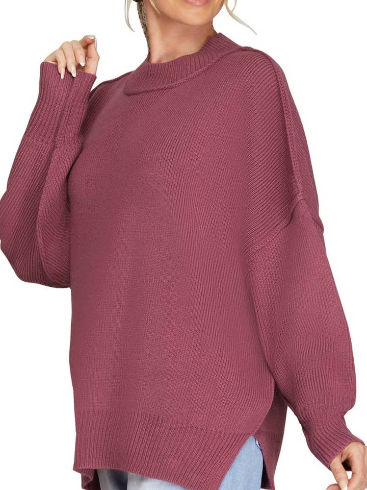 Pull surdimensionné à col montant à épaules tombantes pour la vente par Vanilla Monkey