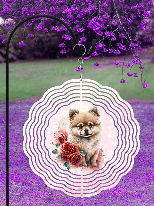 Valentine's Day Decor Pomeranian Garden Wind Spinner for wholesale by Cali Boutique Wholesale