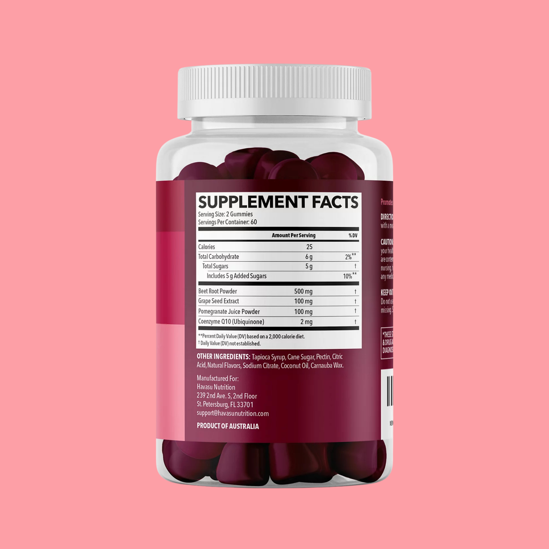 Havasu Nutrition - Wholesale Oral Supplement/Vitamin - Beet Root Energy Gummies 60ct - Natural Wellness Gummies3