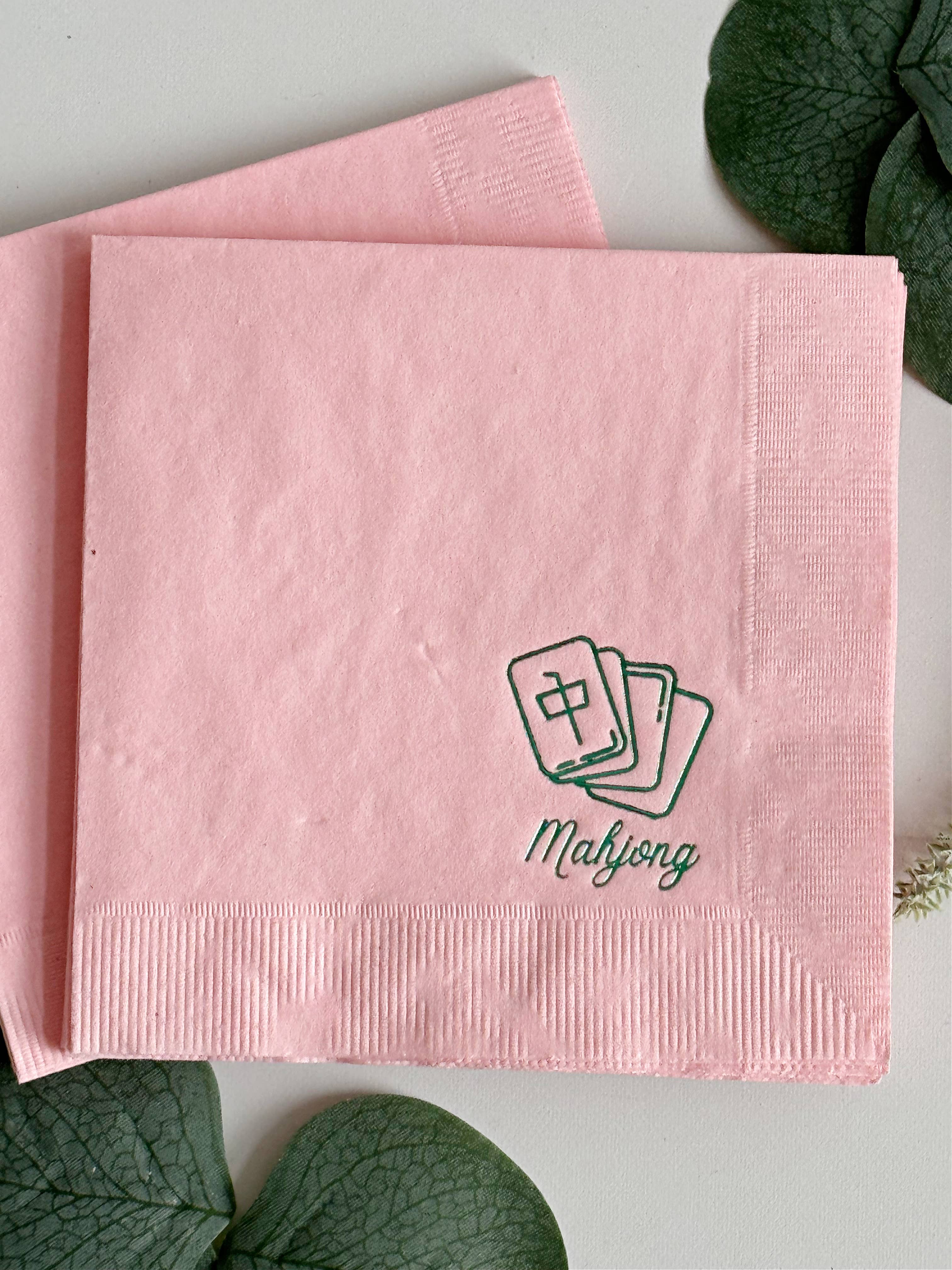EnFete, LLC - Wholesale Disposable Napkin - Blush Pink Mahjong Tile Cocktail Napkins | Set of 16 1
