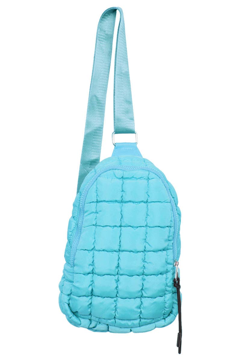 Blue Quilted Sling Bag for wholesale on Faire2