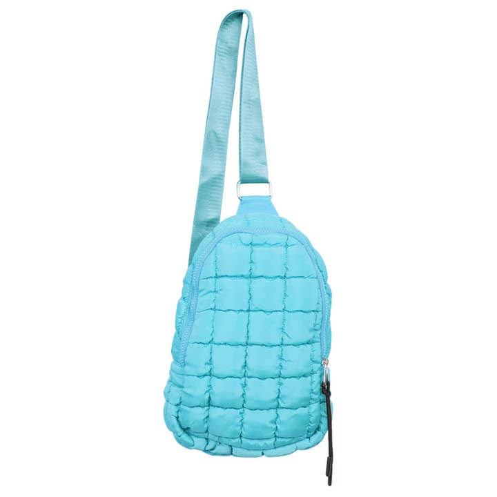 Blue Quilted Sling Bag for wholesale on Faire2