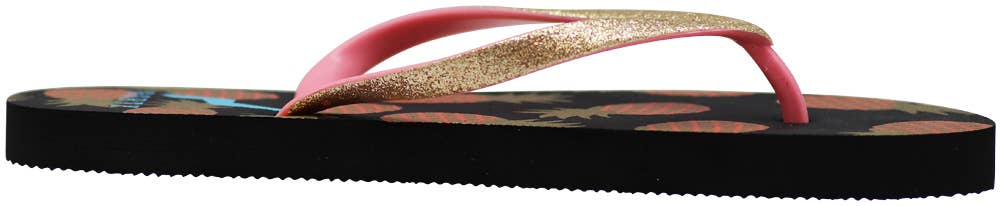 Eastern Off Price – wholesale Flip Flops – Women’s – Norty Womens Flip Flops Beach 41401 Gold Glitter Pineapple4