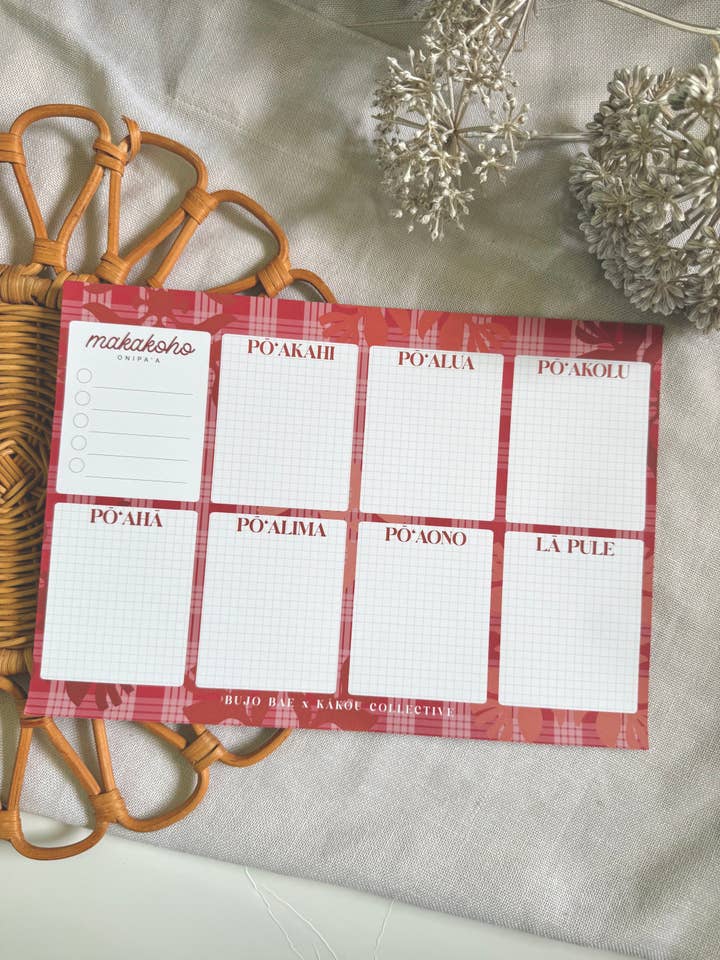 Lehua Kapa Kuiki x Palaka | Weekly Notepad (3 months) for wholesale by Bujo Bae