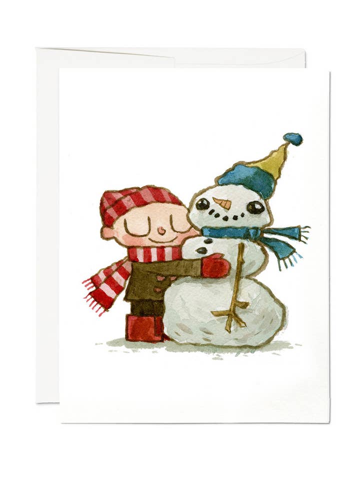 Snowman Hug Greeting Card for wholesale by The Scott C Shop