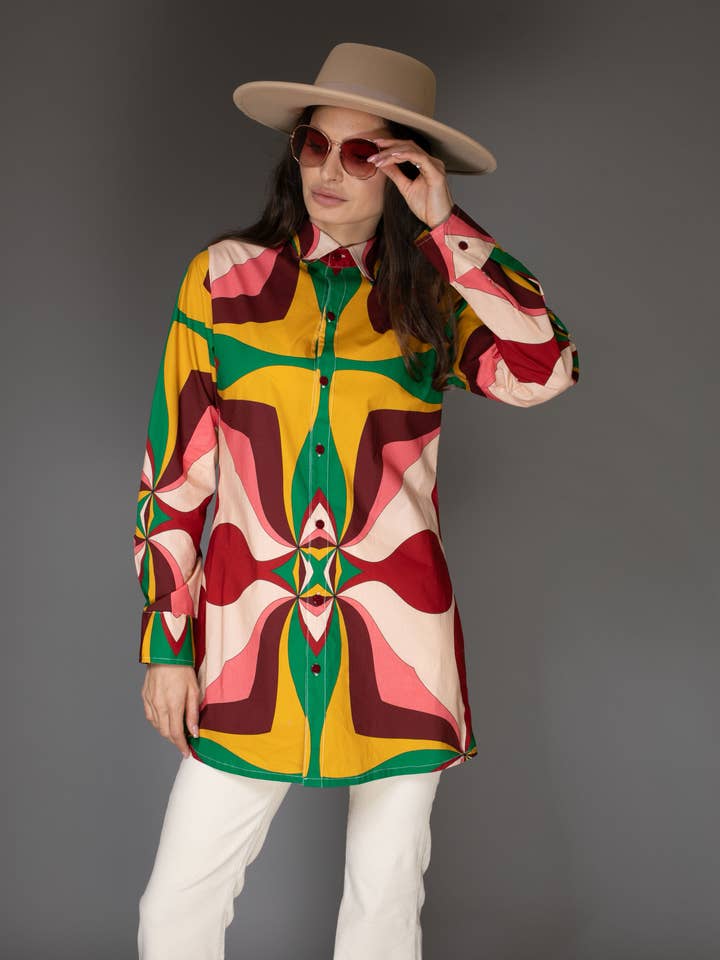 Aurora Abstract Long-Sleeve Shirt for wholesale by Nuvula