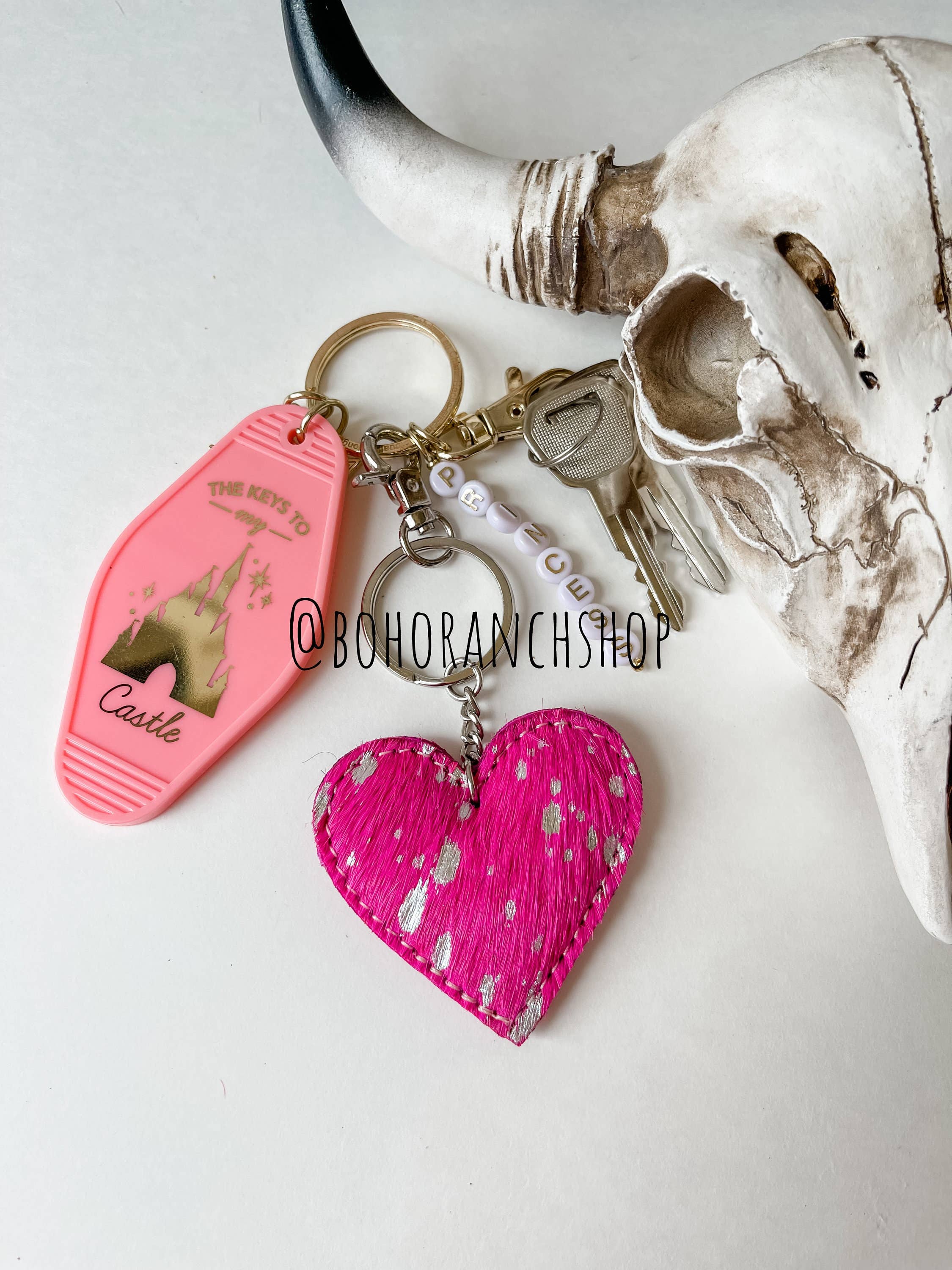Boho Ranch Shop - Wholesale Keychain - Women's - Western Heart Cowhide Hairon Keychain4