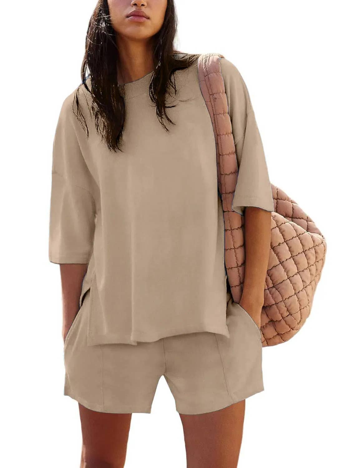 Rosa Clothing - Wholesale Top & Short Set (NOT Loungewear) - Women's - crewneck short sleeve oversized t-shirt & short casual set8