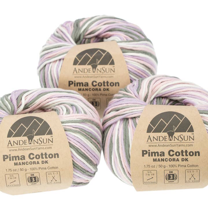 AndeanArt - Wholesale Yarn - Set of 3 100% Pima Cotton DK #3 150 Grams Total for Knittig
