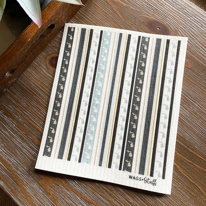 Torchon Suédois Rayé Neutre/Thème Michigan pour la vente par WagsStuff