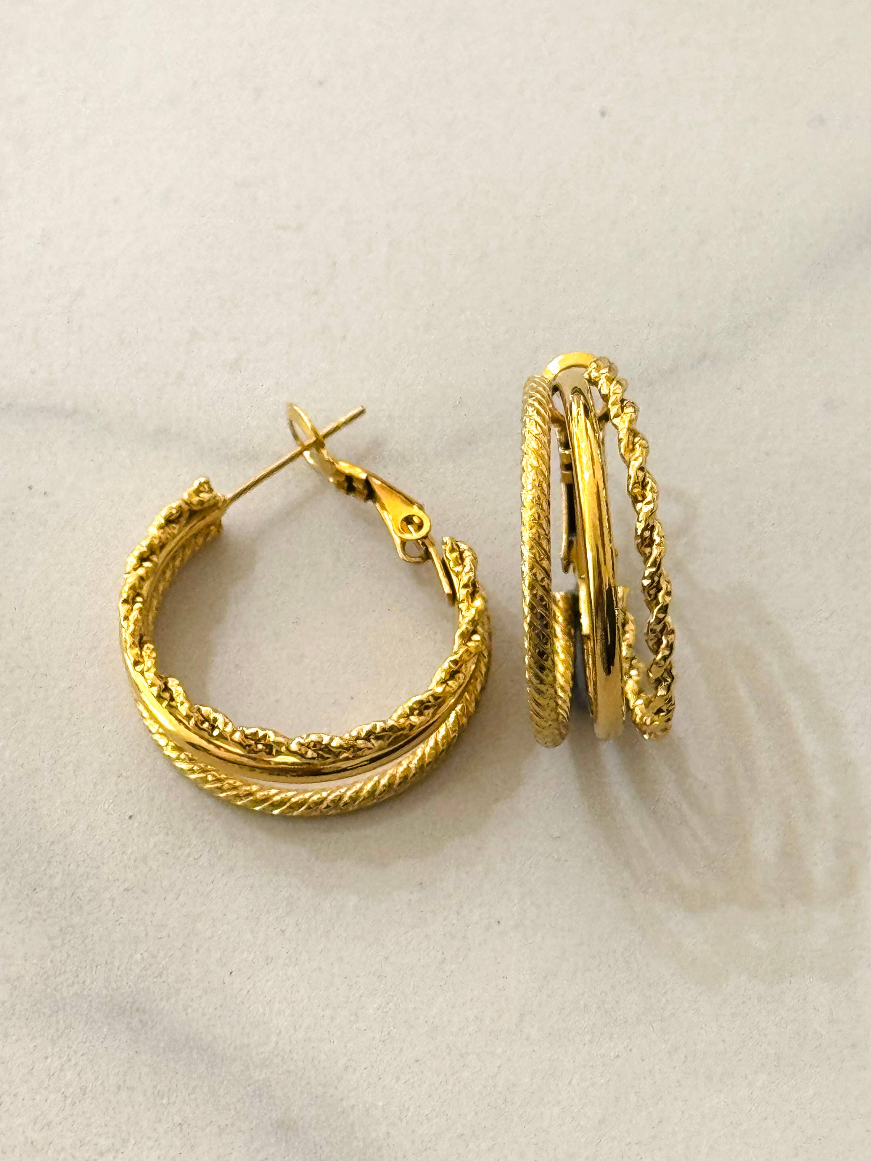 Cassette Barcelona - Wholesale Hoop Earrings - Triple Line Hoop Earrings