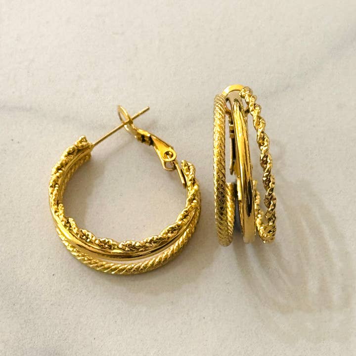 Cassette Barcelona - Wholesale Hoop Earrings - Triple Line Hoop Earrings 0