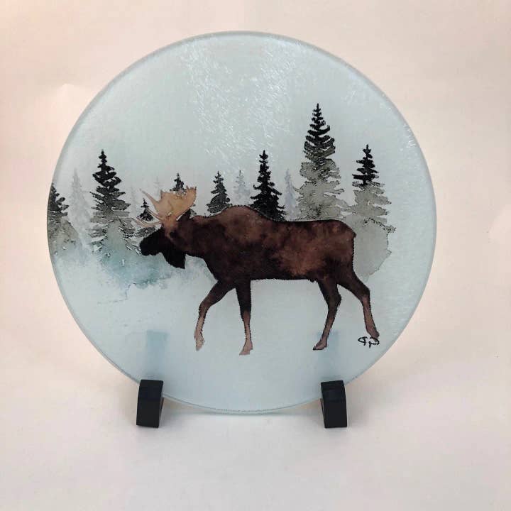 GP Originals - Wholesale Cutting Board - Evergreen Moose Tempered Glass Cutting Board4