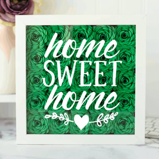 Home Sweet Home Handmade Paper Flower Shadow Box for wholesale by The Scarlett Butterfly