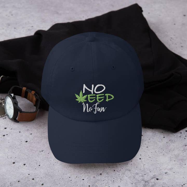 No Fun Company – wholesale Baseballkeps - Unisex – Keps, Hatt, Ingen Weed Ingen Roligt, Begränsad Upplaga, Marinblå