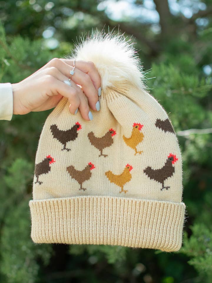 Gorro de Punto con Pompón de Pollo para venta al por mayor de American Farm Company