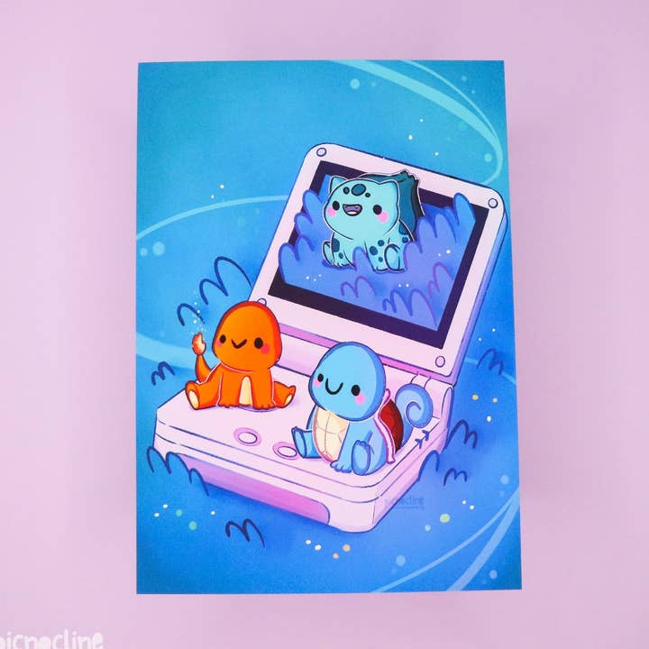 Cute Fantasy Animal Fanart | Kawaii Creatures and Gaming System Illustration Artwork - Signed Borderless Giclee Art Print for wholesale by Picnocline