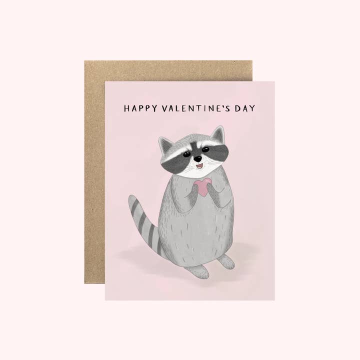 Cartão bonito do guaxinim feliz dia dos namorados/feliz aniversário por atacado de Blue Whale Paper Co