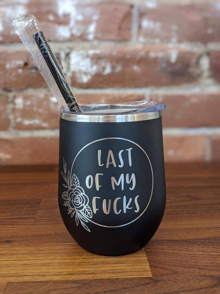 spillthebeansetc - Vendita all'ingrosso Bicchiere/tazza termica - Ultimo del mio F*cks - Bicchiere da vino con incisione quarantena e freddo