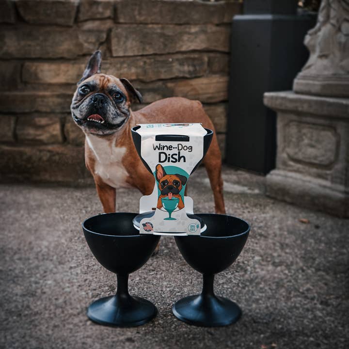 Cocktails with Fred - Wholesale Pet Bowl - Cat/Dog - Original Dog Wine Dish- Dog Bowl in a Wine Glass Design