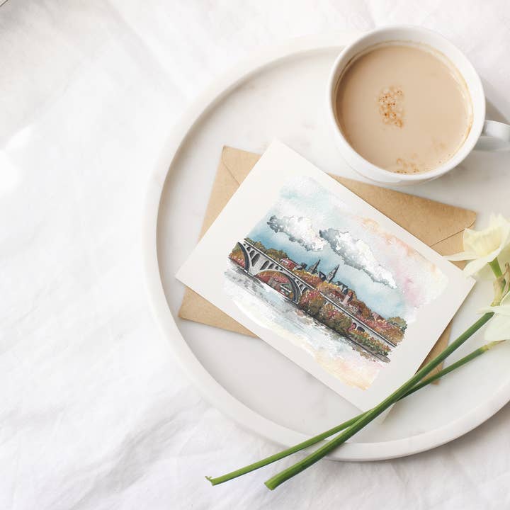 Georgetown In Fall Greeting Card for wholesale by Right Place Studio