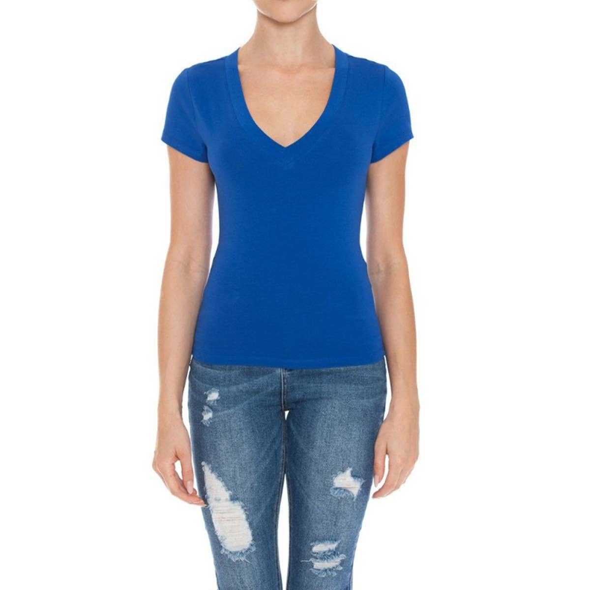 UP CLOTHING – wholesale T-shirt – women's – V NECK SHORT SLEEVE T SHIRT TOP7