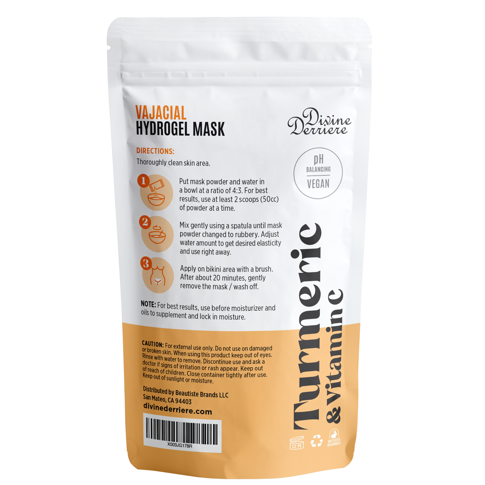 Divine Derriere – wholesale Skincare face mask – Hydrogel Vajacial Kit - Turmeric & Vitamin C7