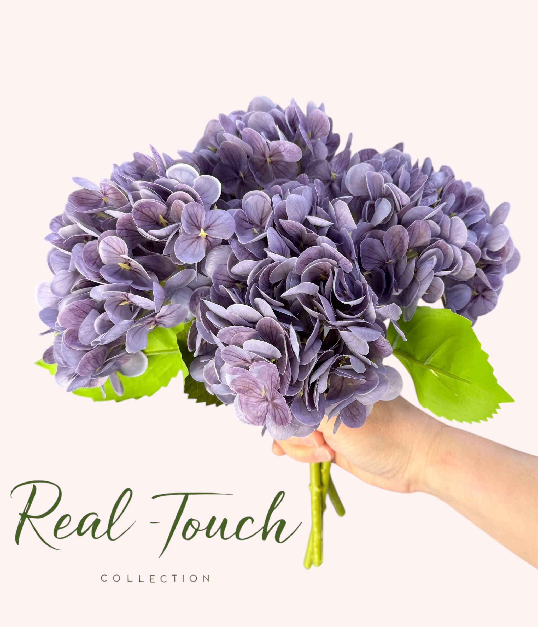 Angel Isabella - Wholesale Artificial Flowers - 12.5"Real Touch lifelike Hydrangea-6”bloom15