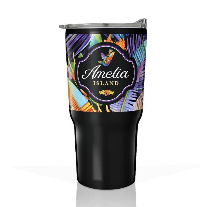 Custom Tropical Floral Black 2 Stainless 20oz Tumbler Collection por atacado de Matrix