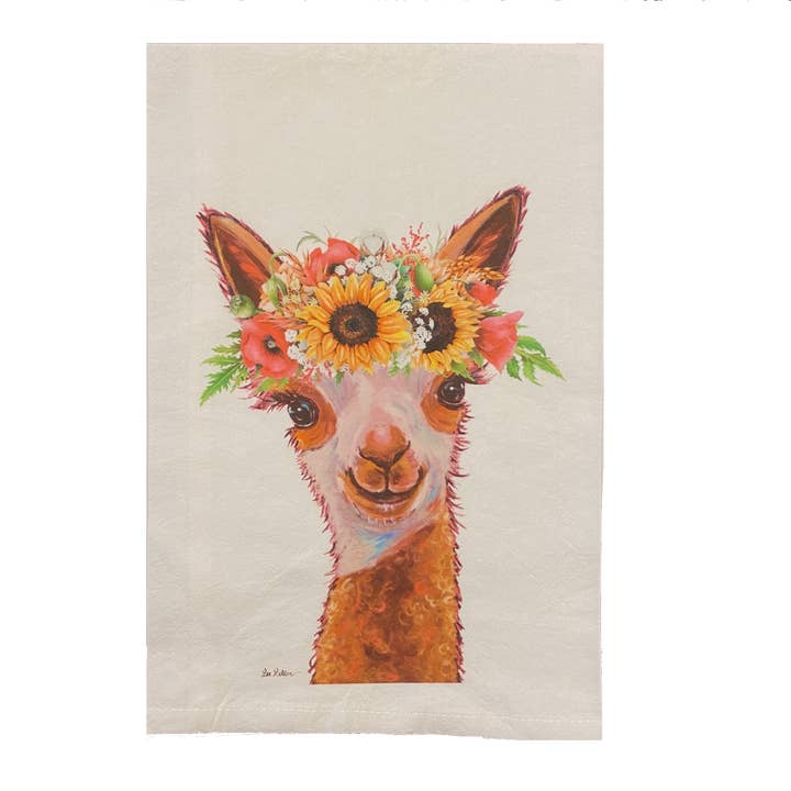Hippie Hound Studios - Venta al por mayor Paños de cocina - Paño de té colorido girasol alpaca, decoración de casa de campo