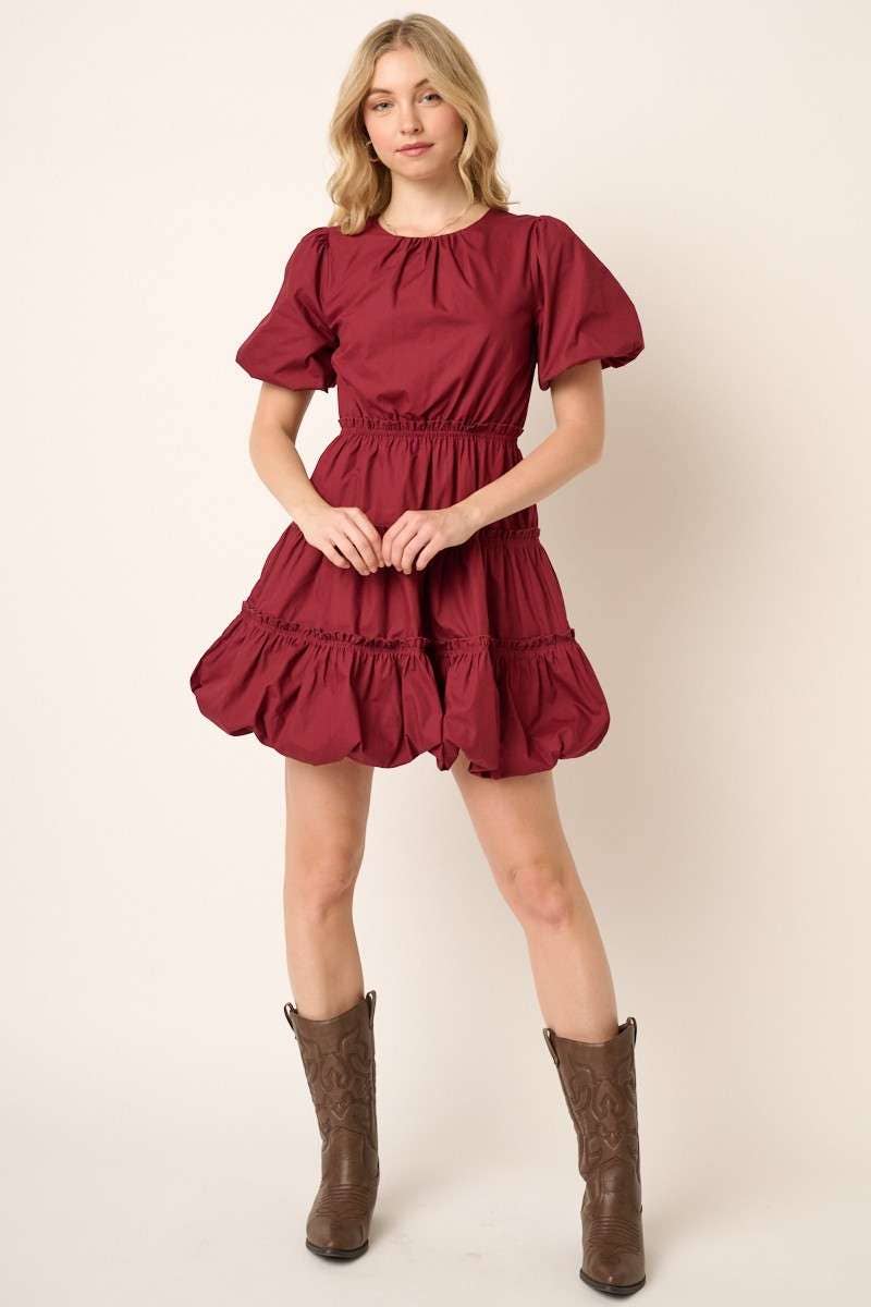 mittoshop - Wholesale Dress - Women's - BALLOON SLEEVE BUBBLE HEM MINI DRESS19
