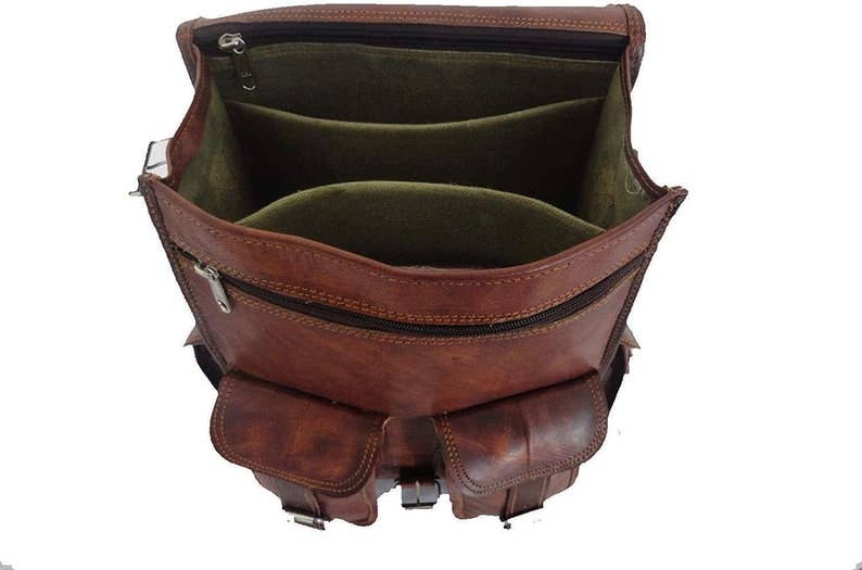 Jay mataji Handicrafts - Venta al por mayor Mochila - Unisex - Mochila y bolso mensajero unisex de cuero de cabra para laptop5