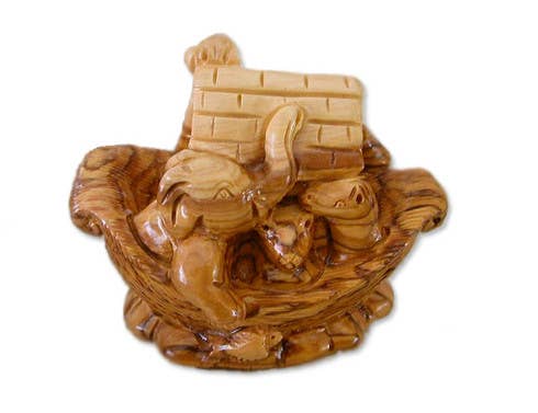 Holy Land Imports - Vendita all'ingrosso Statuette decorative - Scultura 3D dell'Arca di Noè in legno d'ulivo1