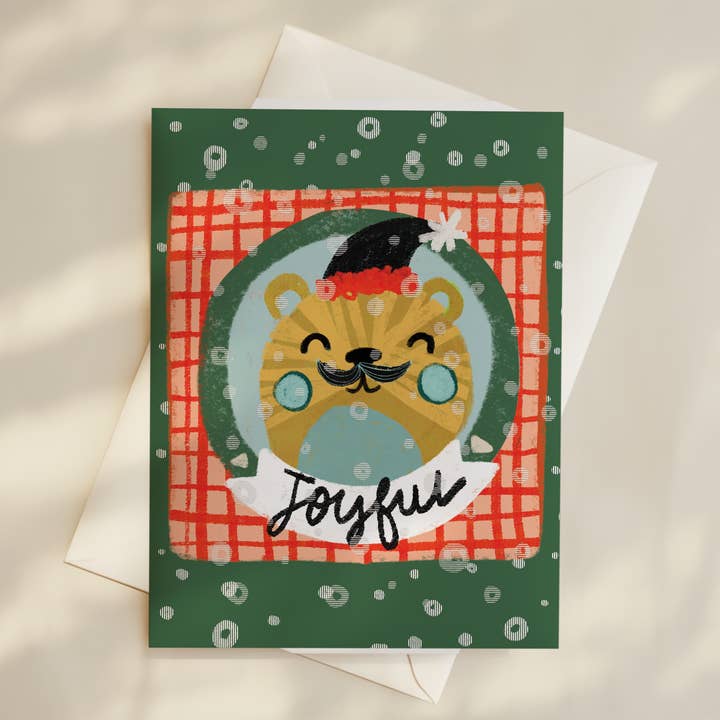 Carte d'Ours à Moustache de Noël pour la vente par Courtney Kendall Art