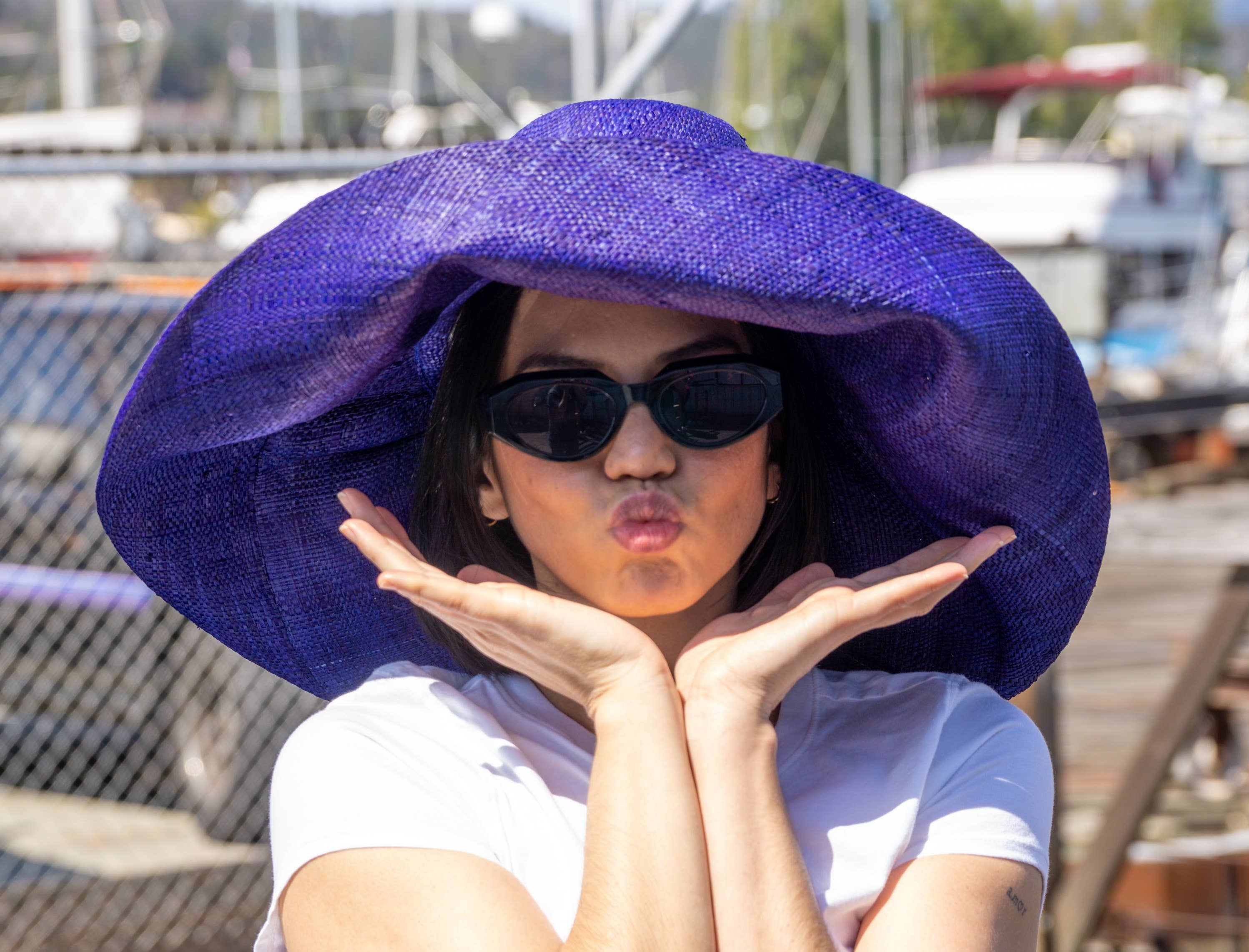 Shebobo - Wholesale Straw Hat - Women's - Monica 5" & 7" Wide Brim Solid Color Packable Straw Sun Hats30