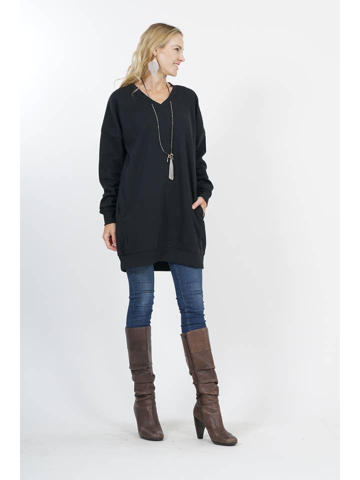 42POPS - Wholesale Tunic - Women's - ", SC26557 Two-pocket oversize fleece tunic