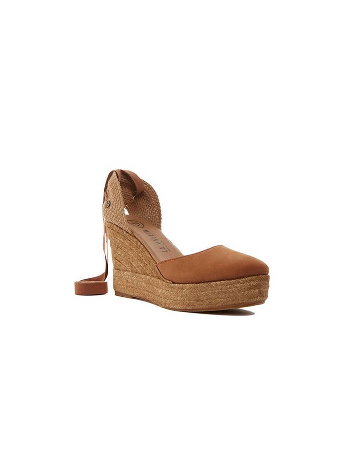 Charlene Brandy | Leather Wedge Espadrilles for wholesale by La Valeta Espadrilles-Ibera Factory Shoes slu