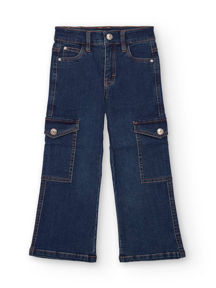 Pantalon cargo pour fille en denim évasé pour la vente par tuc tuc