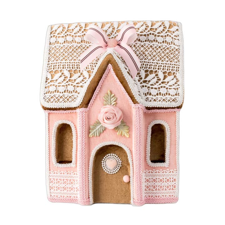 December Diamonds - Wholesale Christmas Decoration - 14in Pink Gingerbread House0