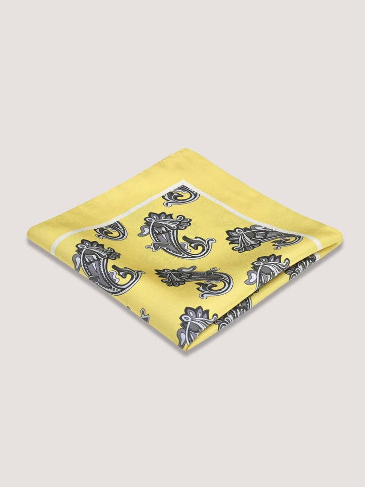 Gele Paisley Zijde Pochet voor wholesale door Brian Oak Limited