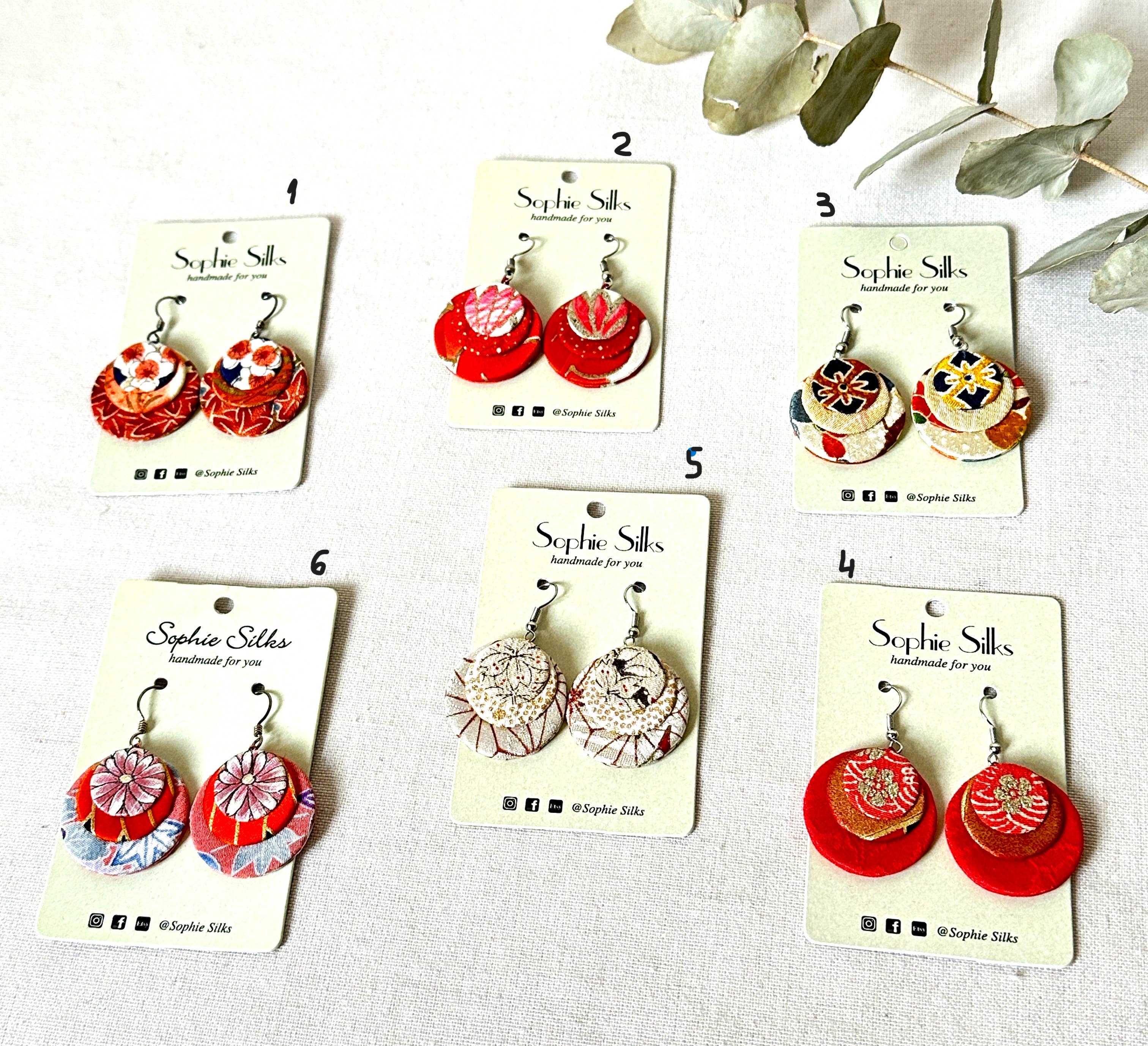 Sophie Silks - Wholesale Dangle earrings - Circle Disc Kimono Earrings0