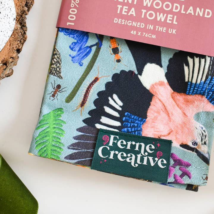 Ferne Creative - Wholesale Tea Towel - Ancient Woodland Flora & Fauna Tea Towel3